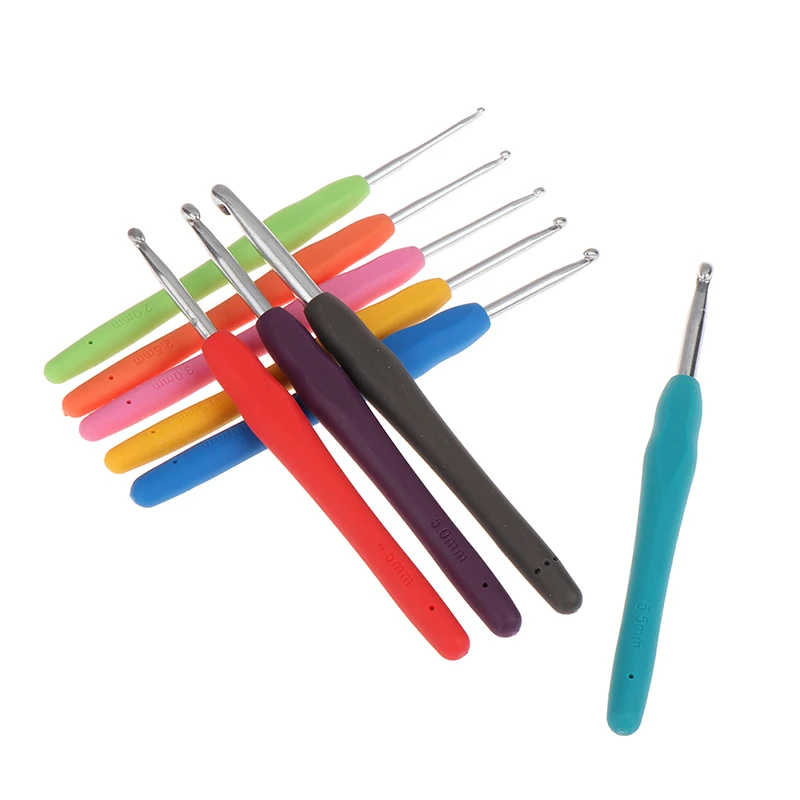 1Pcs TPR Crochet Hook 2.5-6mm Rubber Handle Crochet Hooks Needles Knit Weave Craft Yarn Sewing Tools Knitting Needles