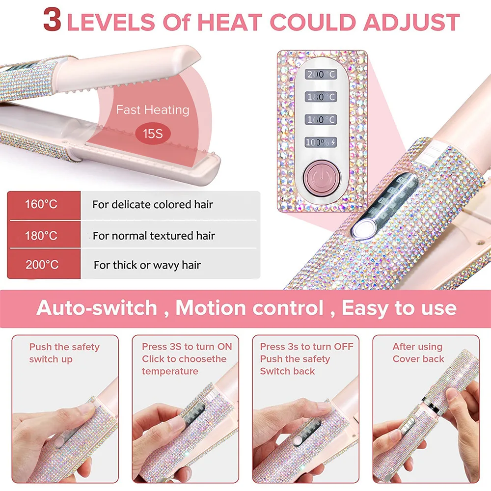 Mini Wireless Hair Straightener Charging Portable USB Hairdresser Roll Straightener Dual-purpose Drill Straightener 다이슨 3