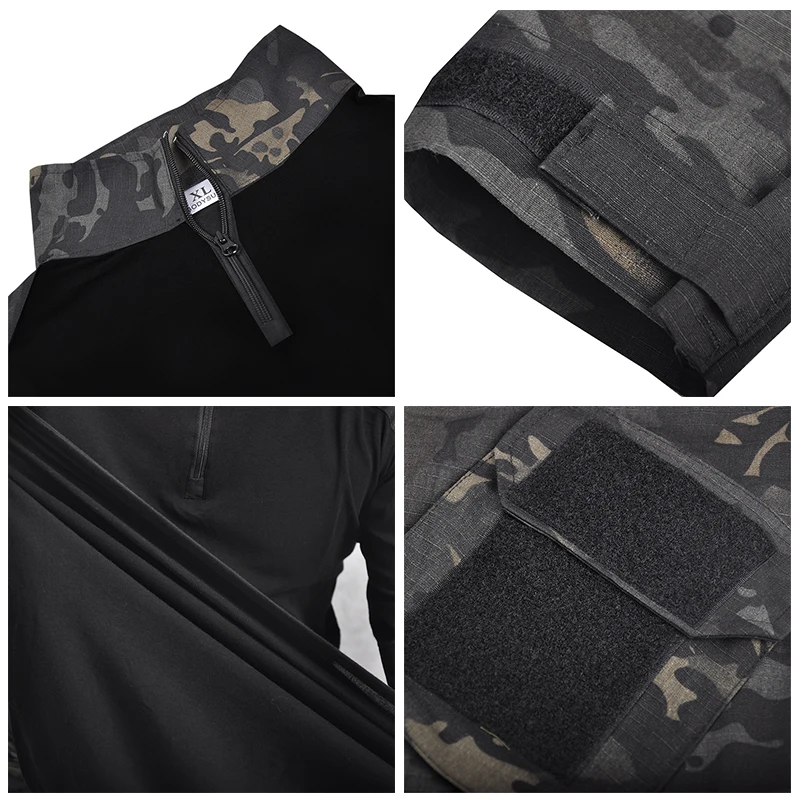 HAN WILD Combat Shirt with Pads Long Sleeve Men ClothingTactical Camo Shirts Airsoft Hiking Hunting Tops Climbing Clothes 6