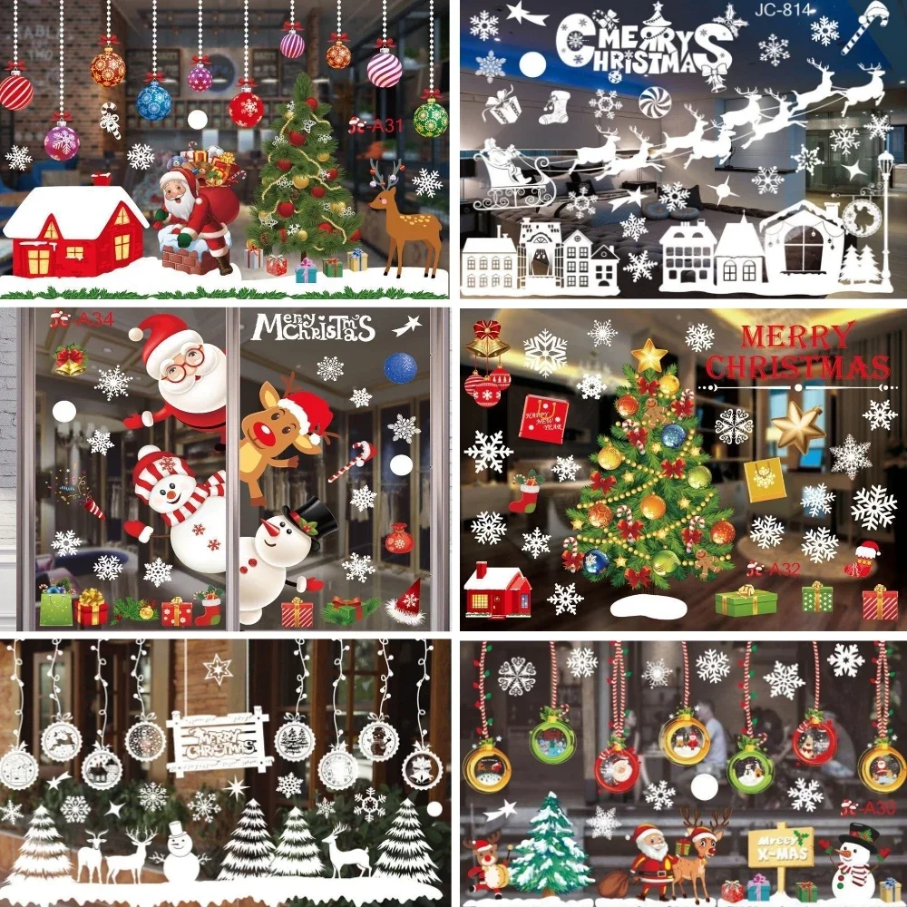 Christmas Window Stickers Home Kids Room Wall Mirror Sticker