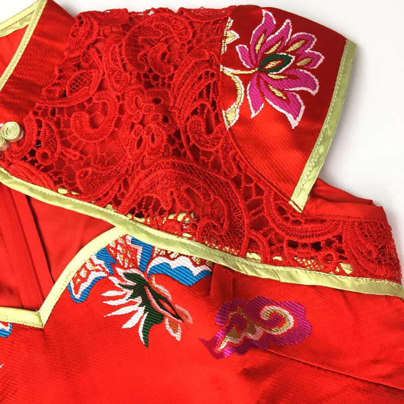 Cheongsam Wedding Dress Chinese Traditional Modern Lace 5XL female evening dress chinese dress