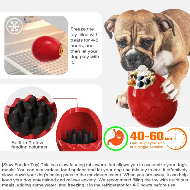 Dog Toy For Small Large Dogs Dinosaur Eggs Slow Feeder Pet Interactive Toys Release Anxiety French Bulldog Labrador Chew Toy 3