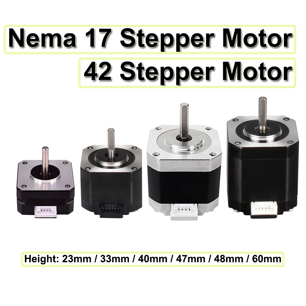 Nema 17 Stepper Motor 0.42N.m 2 Phase Height 23/33/40/47/48/60mm 42 Stepper Motor For 3D printer CNC Engraving Milling Machine new 42 step motor 17hs3401s two phase four wire 34 height 3d printer driving motor writer motor