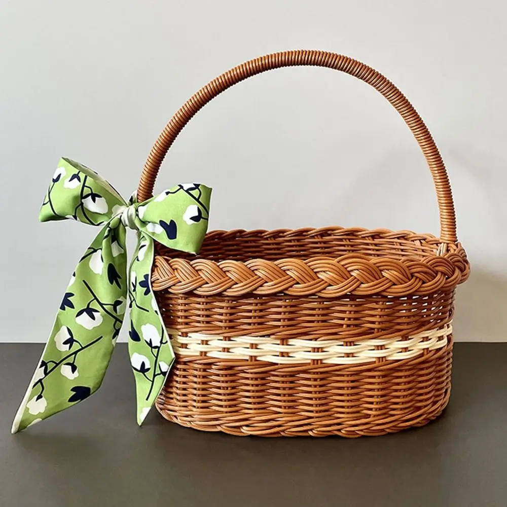 Willow Rattan Flower Basket Small Storage with Handle Sturdy Flower Arrangement Basket Fruit Handmade Rattan Basket Picnic 2