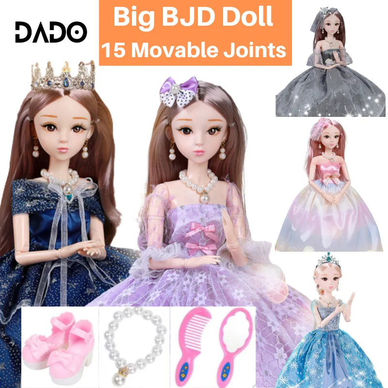 23Inch 60cm Big Fashion Princess BJD DIY Movable Ball Jointed Elsa Dolls Toys Accessories Clothes Shoes Baby Girl Gift Full Set