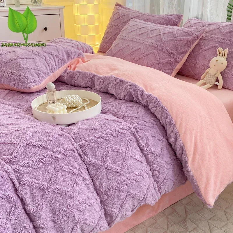 

ZHENXISHUSHIMOXI Washed Microfiber Duvet Cover Winter Warm Soft Comforter Bedding with Zipper Closure & Corner Ties Home Textile