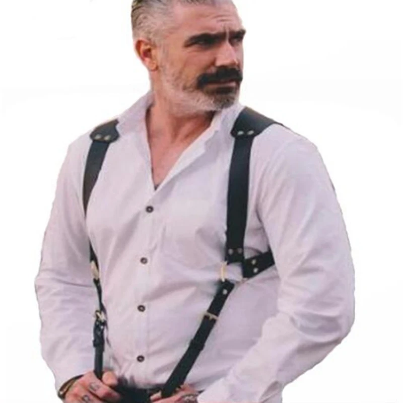 

Men's Suspenders Vintage PU Leather Straps Braces Suspender Men Punk Chest Shoulder Belt Strap Fashion Apparel Accessories