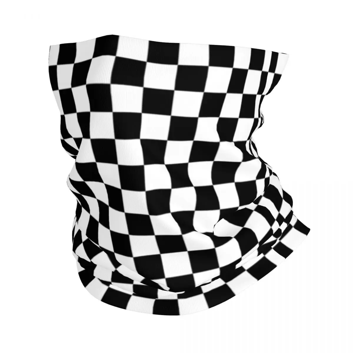 

Black And White Checkered Checkerboard Bandana Neck Cover Printed Balaclavas Face Scarf Headband Hiking for Men Adult Breathable