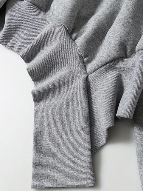 Irregular gray sweatshirt with round neck