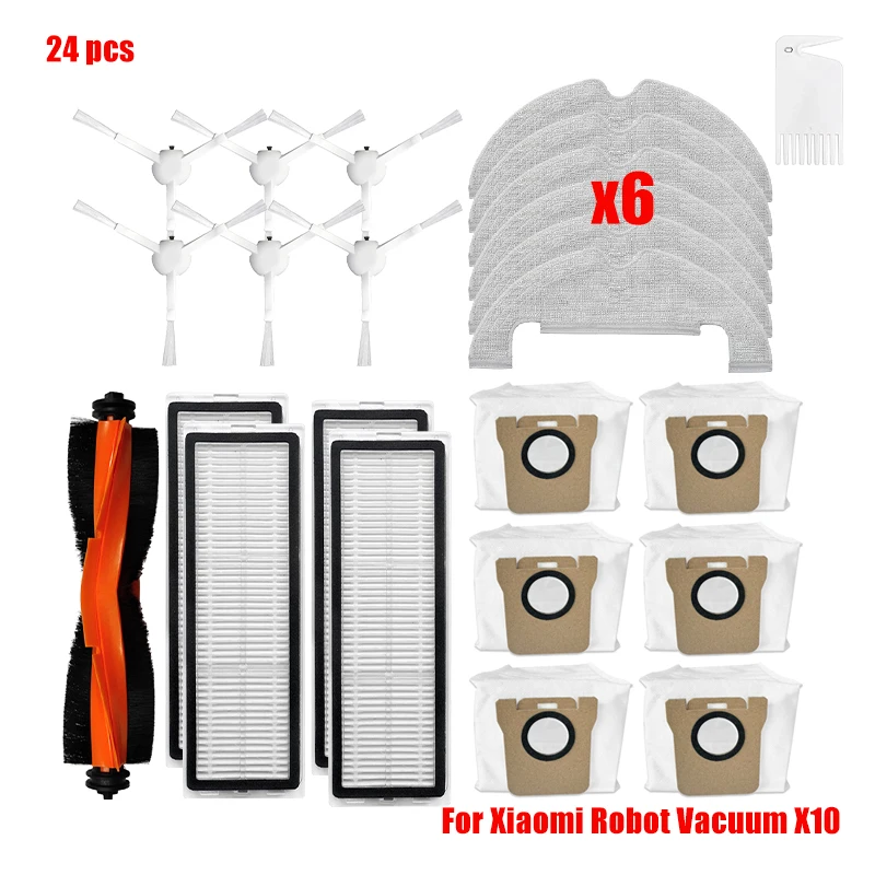 Enhanced Robot Vacuum Cleaner Replacement Parts Kit - Includes Main Brush, Side Brush, HEPA Filter, Mop Cloth, Dust Bag, and More Accessories