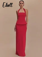 חצאיות העליון אלגנטיות להגדיר נשים יבול ללא גב מוצק נשים מקסימום יבול ללא גב אחיד 2025 קיץ בגדי נשים חדשים 5