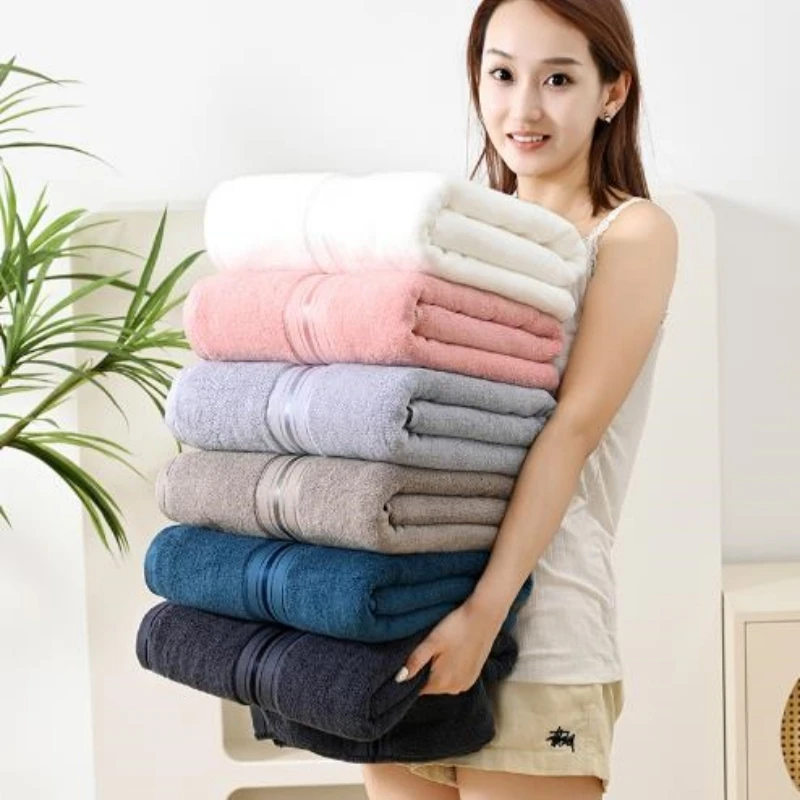 Bath towel pure cotton 600G household quick drying water absorbent beach bath towel cotton set