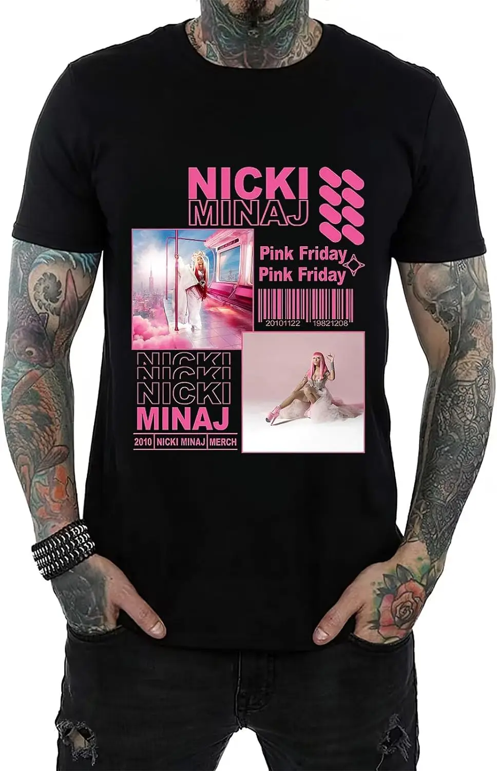 

Nicki Rapper Minaj Official T-Shirt Pink Friday 2024 World Tour Retro 90s Hip Hop for Music Fan Male T Shirt