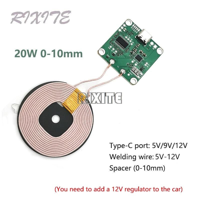 20W Type-C Wireless Charger Transmitter Module Circuit Board Fast Charging Coil 5V 9V 12V For DIY Car Phone Battery wireless charger fast charger
