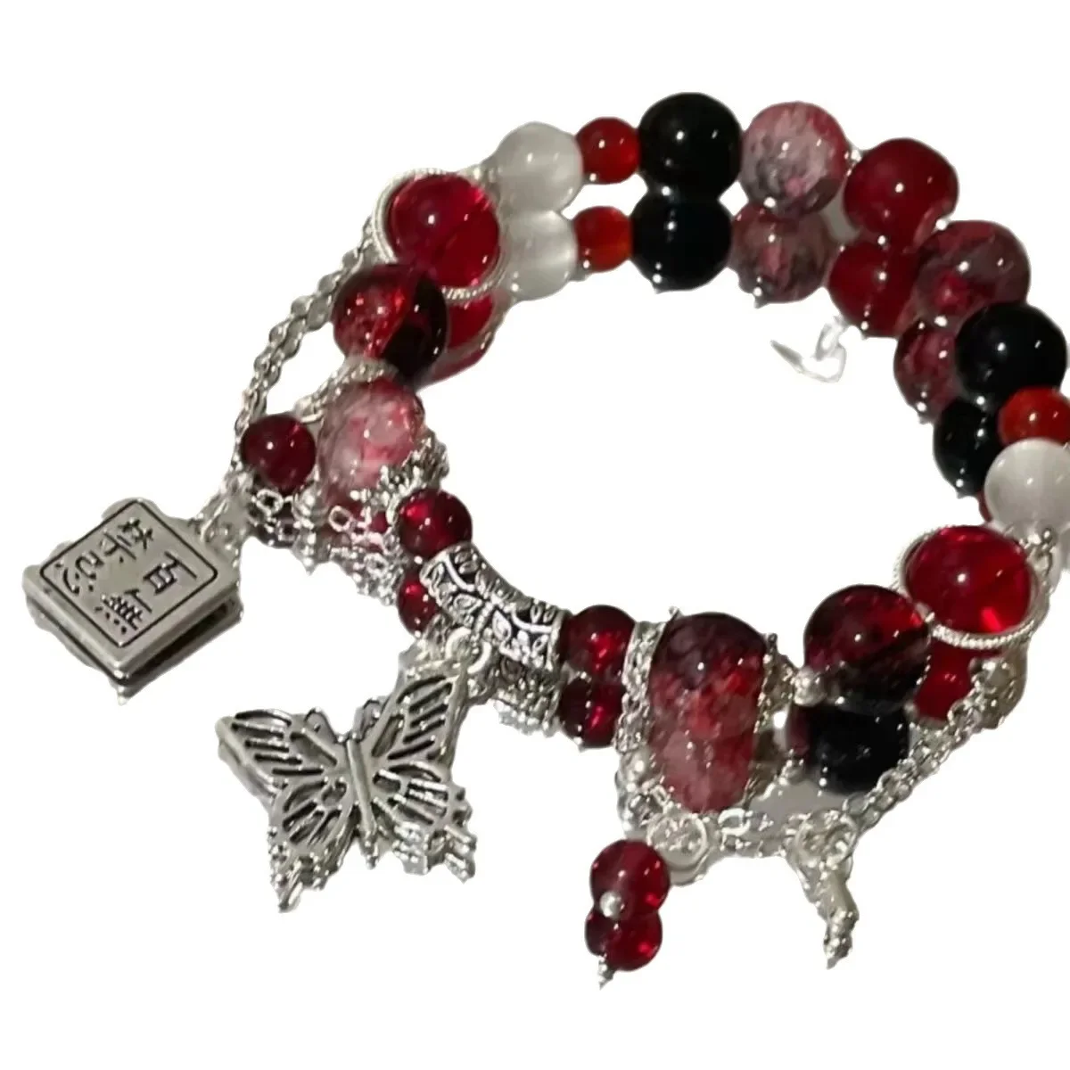 New Trendy Red Beaded Chain Bracelet for Women Simple Hollow Butterfly Pendant Bracelets Jewelry Gifts Accessories