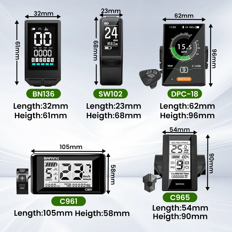 Bafang Display DPC080 voor elektrische fietsen, compatibel met M200, M400, M600, M620, M420, M510, M625 en BBS01B, BBS02B en BBS-HD met Can-protocol (driehoeksconnector