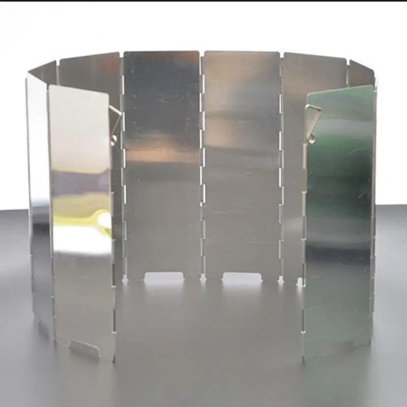

10 Plate Foldable Aluminum Outdoor Stove Wind Shield Gas Burner Windshield Wind Protector Picnic Camping Stove Windscreen