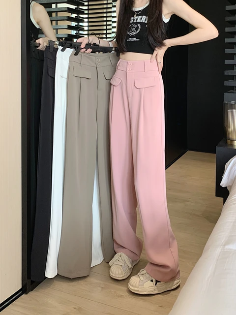 Wide Leg Fashion High Waist Trouser  Wide Leg Pants Female Spring - New  Women Pants - Aliexpress