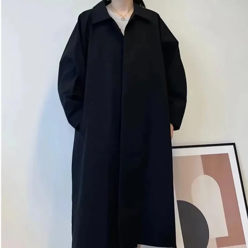 Women Trench 2022 Fall New Doll Sleeve Profile Mid-Length Lapel Windbreaker Loose Long Cotton Coat