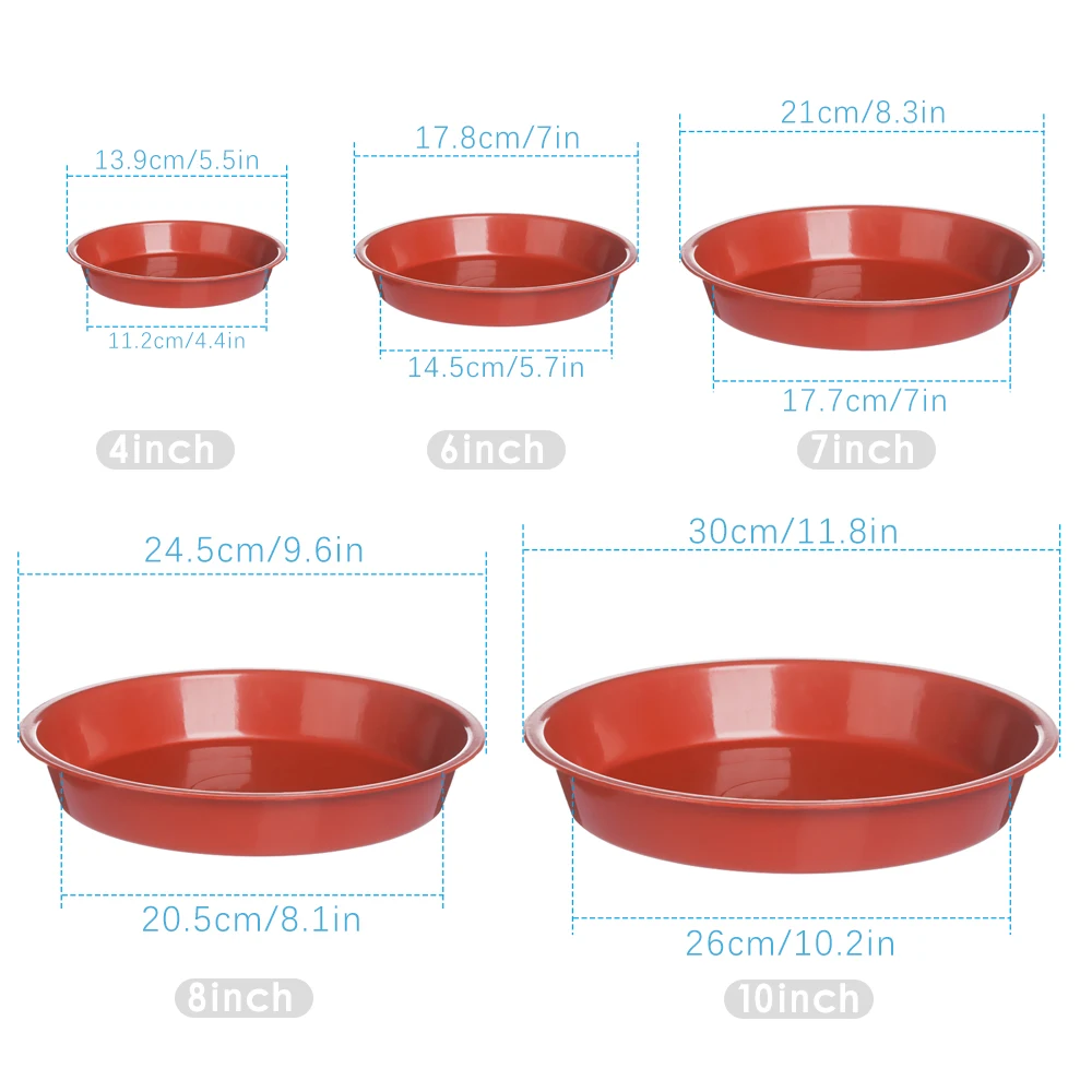 3Pcs Round Plastic Plant Saucer Wear-resistant Drip Trays Durable Heavy Duty Flower Pot Red White Black Colors Home Decoration