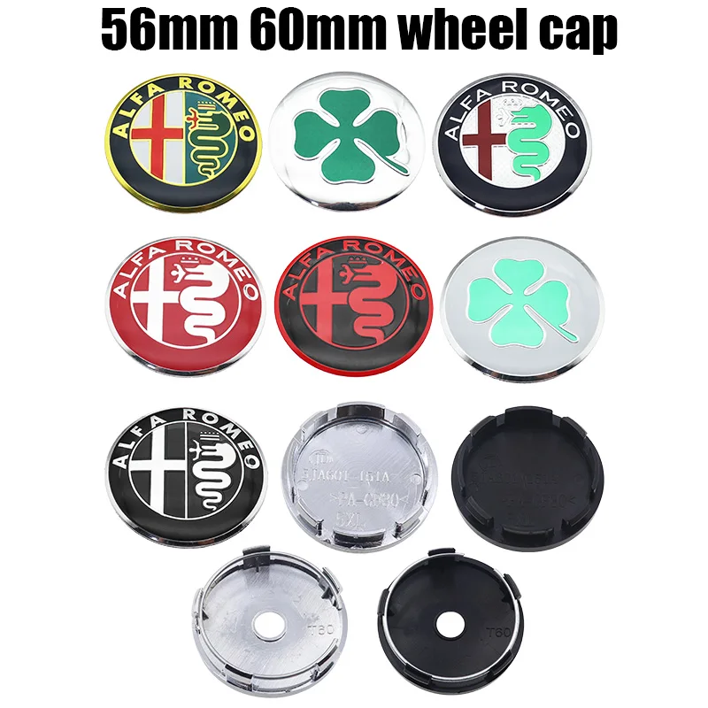 Set of 4 Alfa Romeo 3D Car Emblem Wheel Center Caps - Dust-Proof Badge Covers