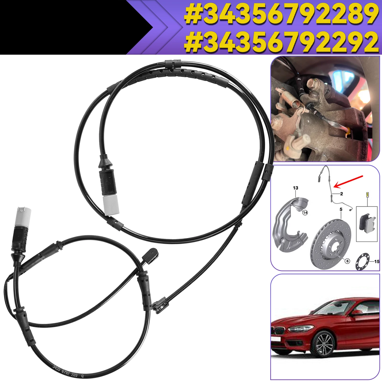 Vorne Hinten 34356792289 34356792292 Bremssensor Bremsscheibe Pad Verschleiß Sensor Für BMW 1er F20 3er F30 F31 F34 F32 F33 F36 – Detail 1