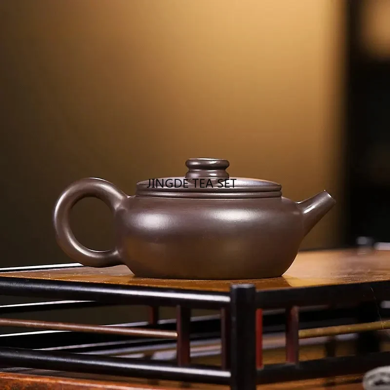 140ml Yixing Purple Clay Pot Handmade Raw Mineral Black Vermilion Beauty Pot Chinese Kung Fu Tea Set