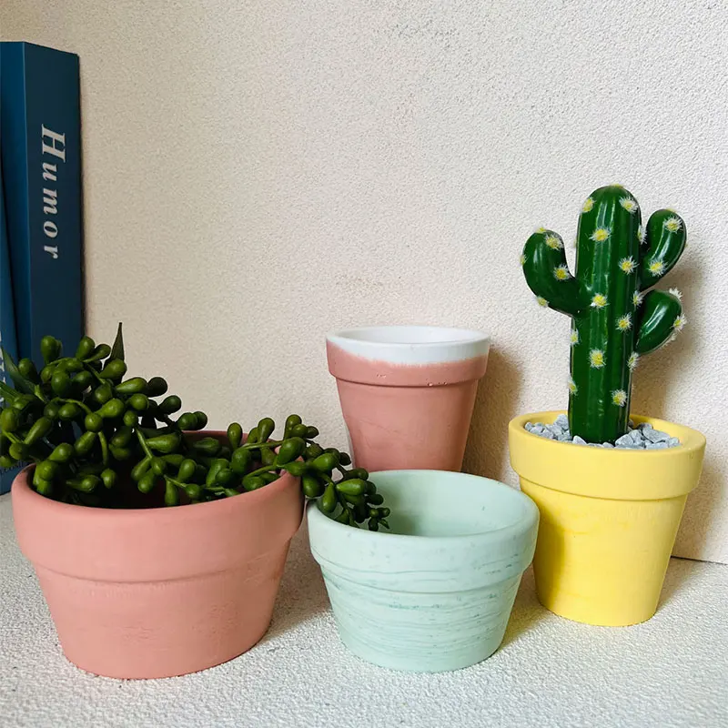 DIY 시멘트 화분 실리콘 몰드 정원 장식, 달팽이 파종기, 펜꽂이 점토 몰드, 수면 키티 콘크리트 촛불 베셀 몰드 