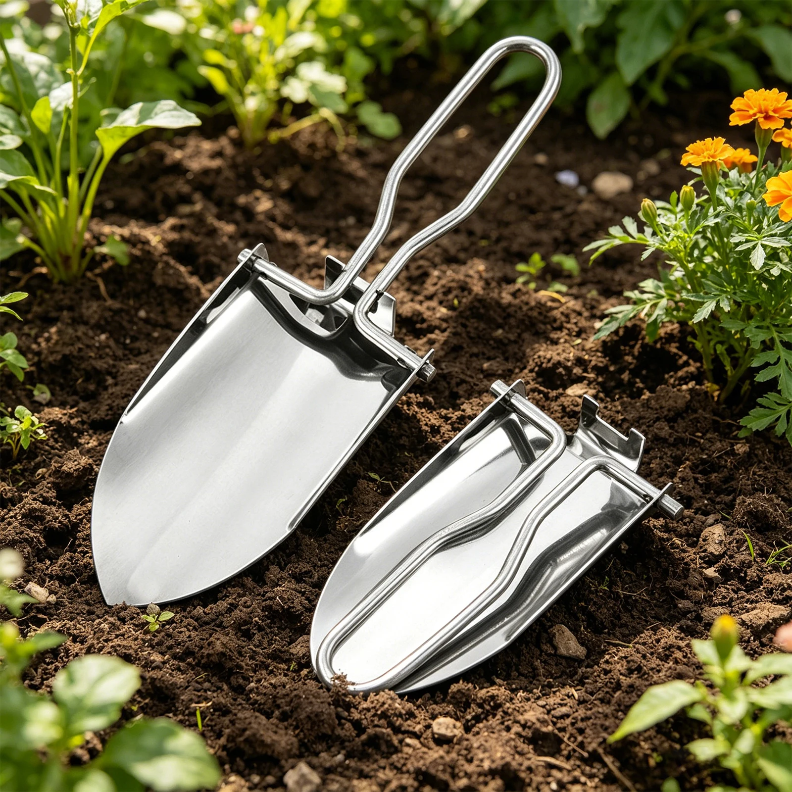 스테인레스 스틸 접이식 원예 삽 배낭 원예 및 화분 작업을 위한 다목적 미니 원예 도구 삽