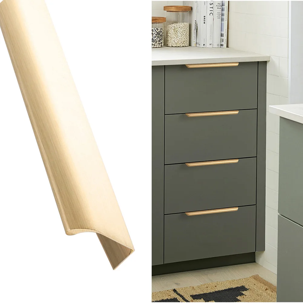 Description Picture 3 of itemGolden Kitchen Cabinet Door Handle Pull Modern Simple Cupboard Drawer Concealed Finger Edge Pull 80-400mm Office Bathroom Parts