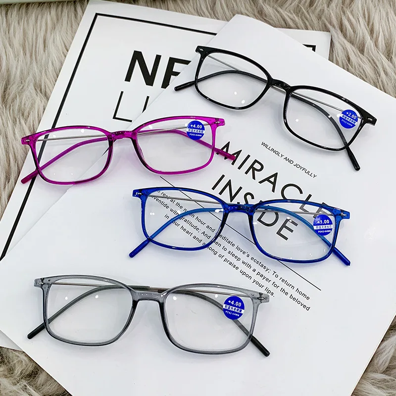 Gafas de lectura a la moda para hombre y mujer, lentes ópticas para ordenador, presbicia + 1,0 + 1,5 + 2,0 + 2,5 + 3,0 + 3,5 + 4,0, antiluz azul