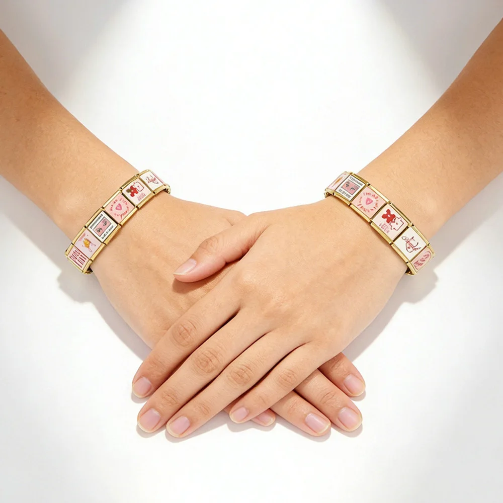 URING 2026 Neue Mode Perfekt Passende Kaffee-Herz-Engel Italienische Gliederkette Passend für 9mm Edelstahl-Armband DIY Charm Schmuckherstellung – Detail 3