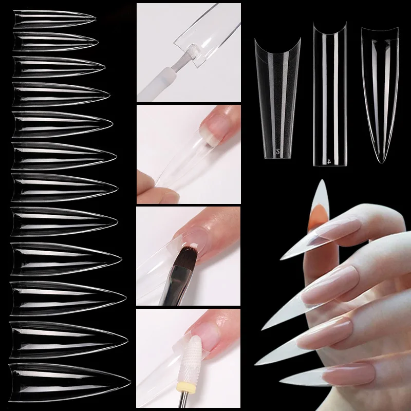 Description Picture 3 of item1 Bag White Clear Full/Half Cover Sculpted False Nail Tips For Gel Nails Extension French Fake Nail Tips Mold Tools Manicure