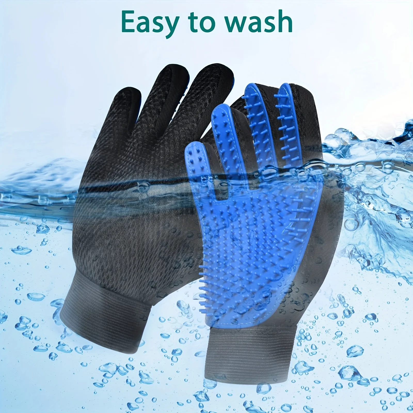Pet Grooming & Massage Gloves - Silicone Hair Remover for Cats and Dogs, 2-Piece Set