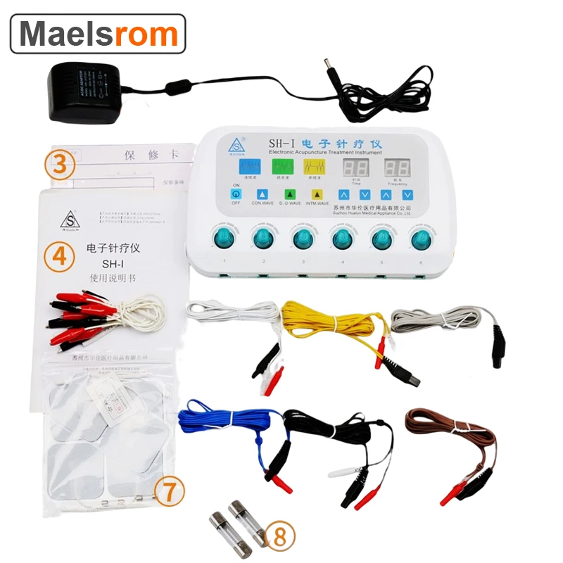 Electric Acupuncture Nerve And Muscle Stimulator Machine 3 waveforms 6 output Acupuncture Stimulation Machine aqualite waveforms 1 cd