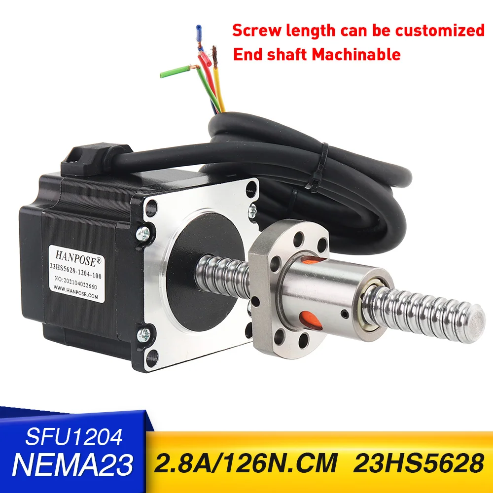 

1PCS Ball Screw motor 2 Phase 56MM 126N.cm 23HS5628 With SFU1204 100MM 200MM 300MM For CNC 3D Printer NEMA 23 Stepper Motor