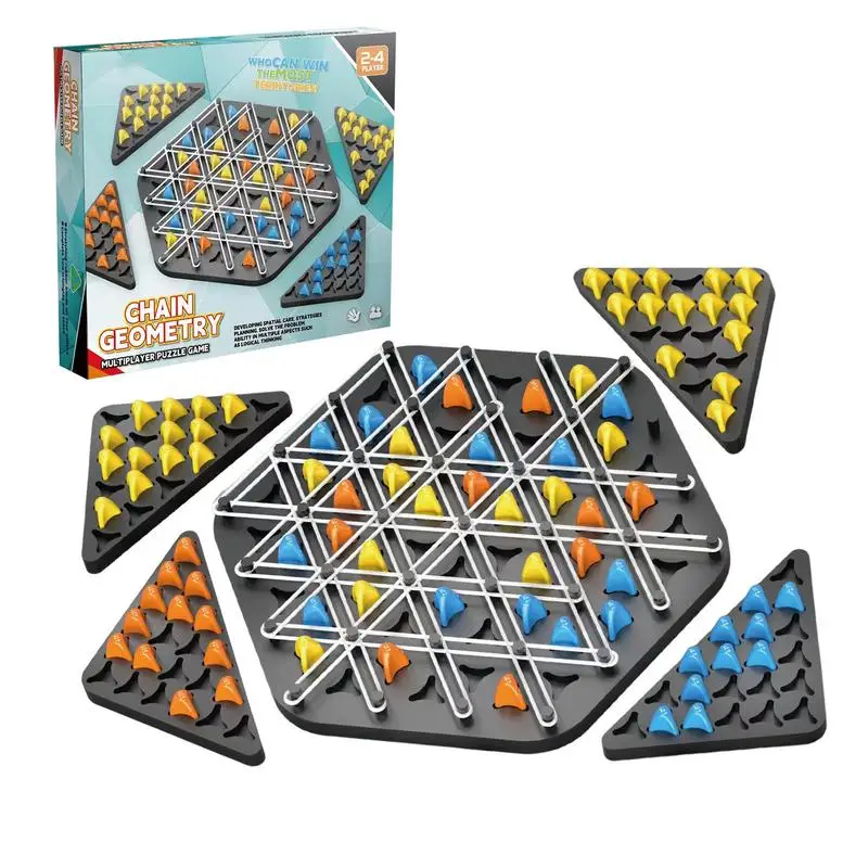 Geometry Chain Chess Puzzle Chain Triangle Chess Desktop Rubber Band triangle Strategy Board Game for Strategy Puzzle toys