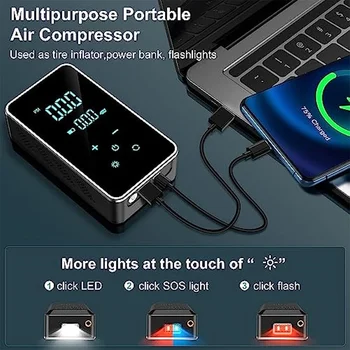 BUVAYE Mini Car Tire Inflator Pump Portable Electric Pump Multifunctional Automatic High-pressure Flushing Air Compressor 5