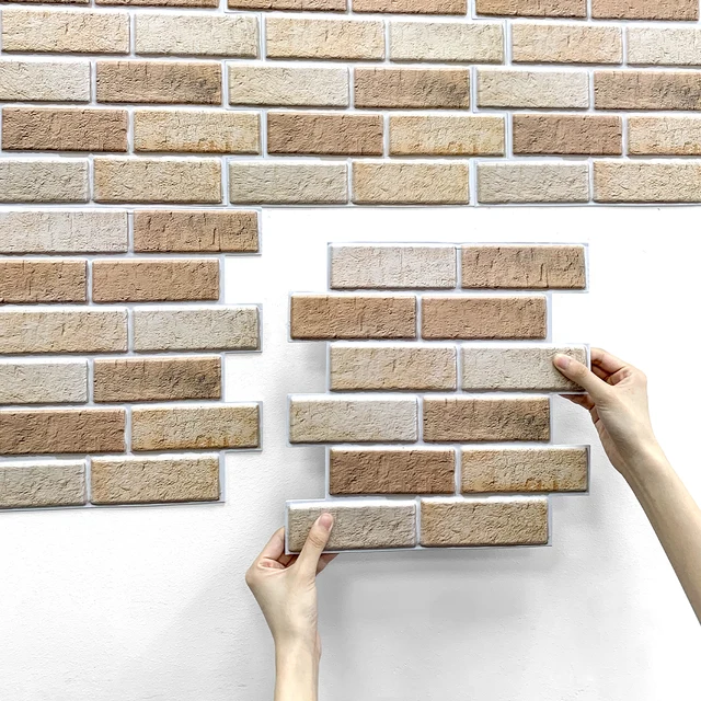 1/10pcs 3D สติ๊กเกอร์ติดผนัง Self-กาว Faux อิฐผนังแผง Peel และ Stick กระเบื้อง Backsplash สําหรับห้องครัวห้องน้ําสติกเกอร์กระเบื้อง 1