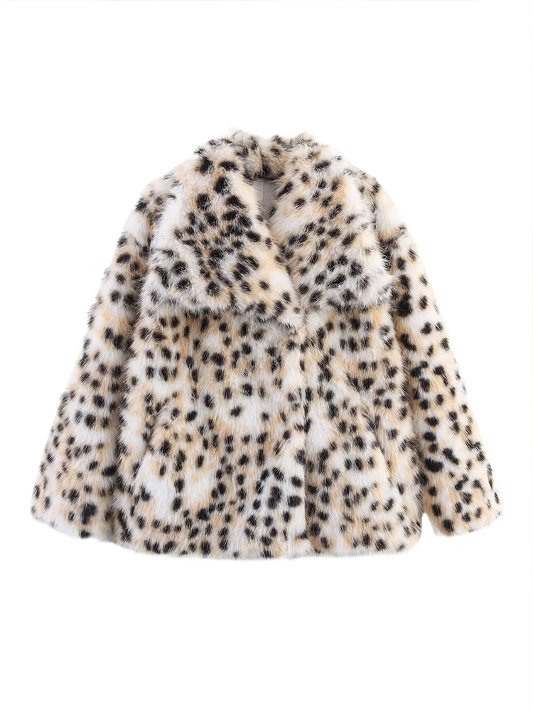 2025 Chic Fashion Faux Fur Winter Jacket Women Leopard Loose Plush Thick Coats Warm Jackets For Women New Outerwears