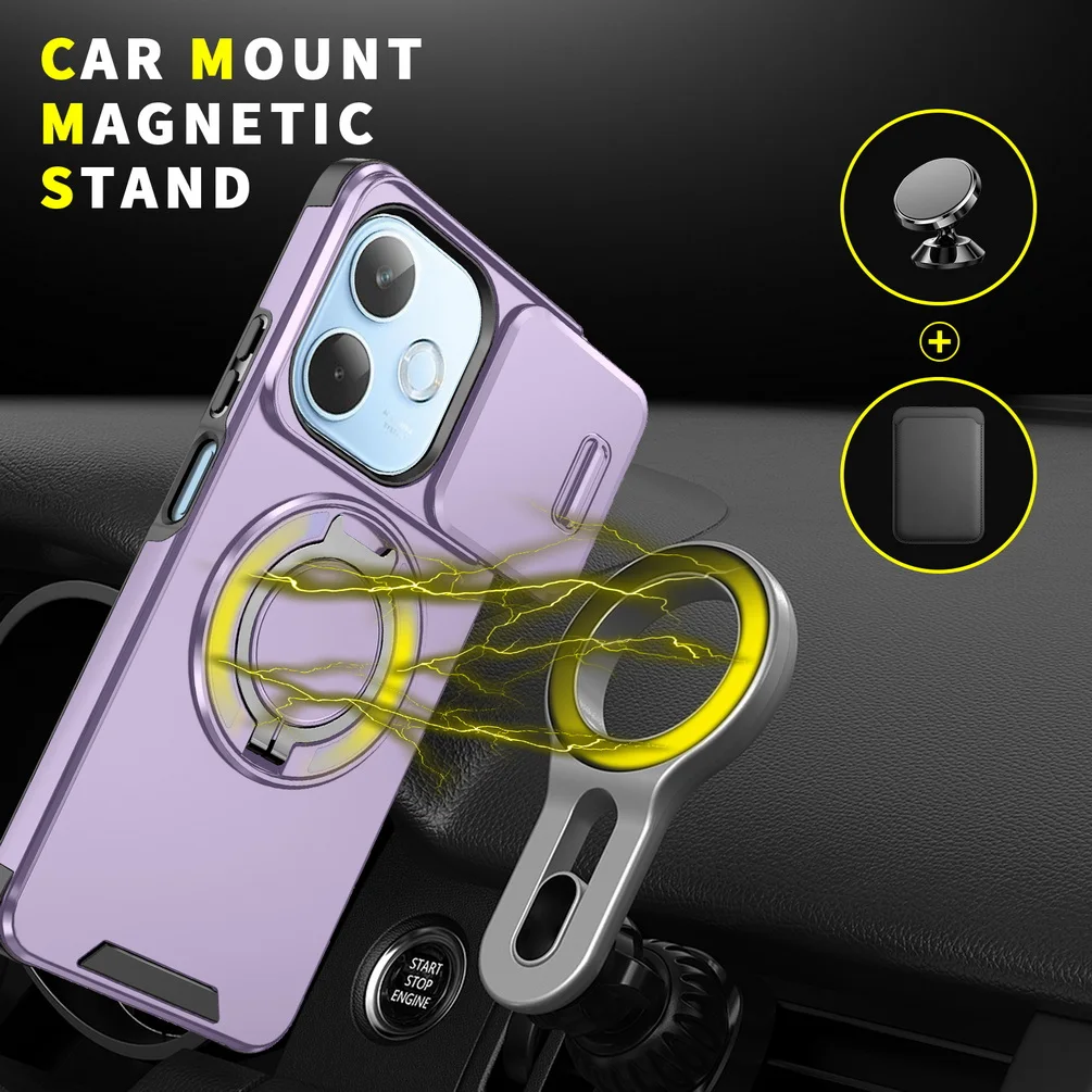 Sliding Camera Protective Rugged Phone Case with Metal Bracket