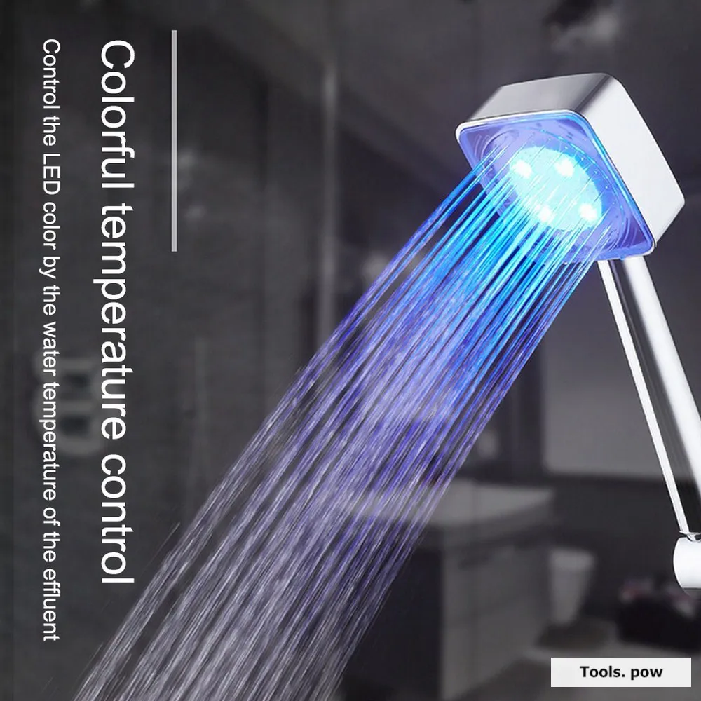 

Handheld Shower Head with 7 Colors Romantic Led Light Bathroom Light Temperature Sensor Shower Head Household Bathroom Accessory