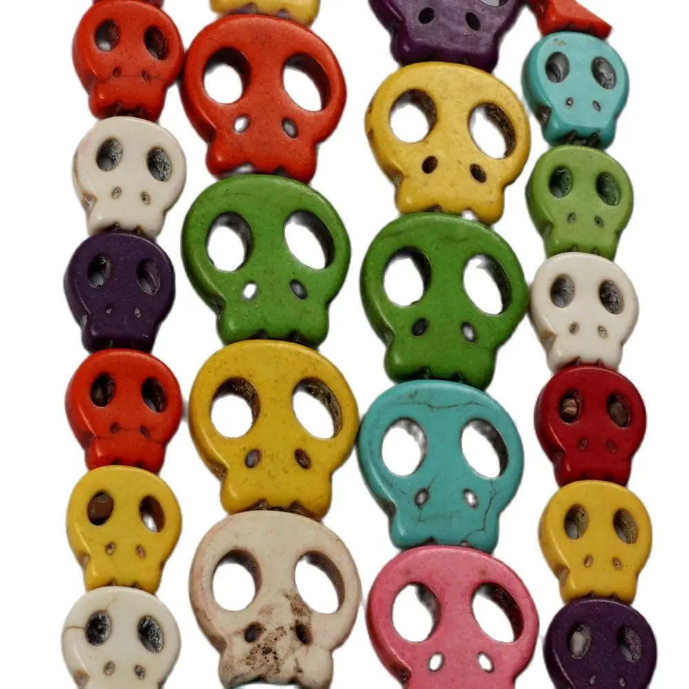 

6-48 Pieces Multicolor Mixed Scattered Stone Jewelry Flat Ghost Head Bead Necklace Bracelet Gift DIY Jewelry Making Discovery