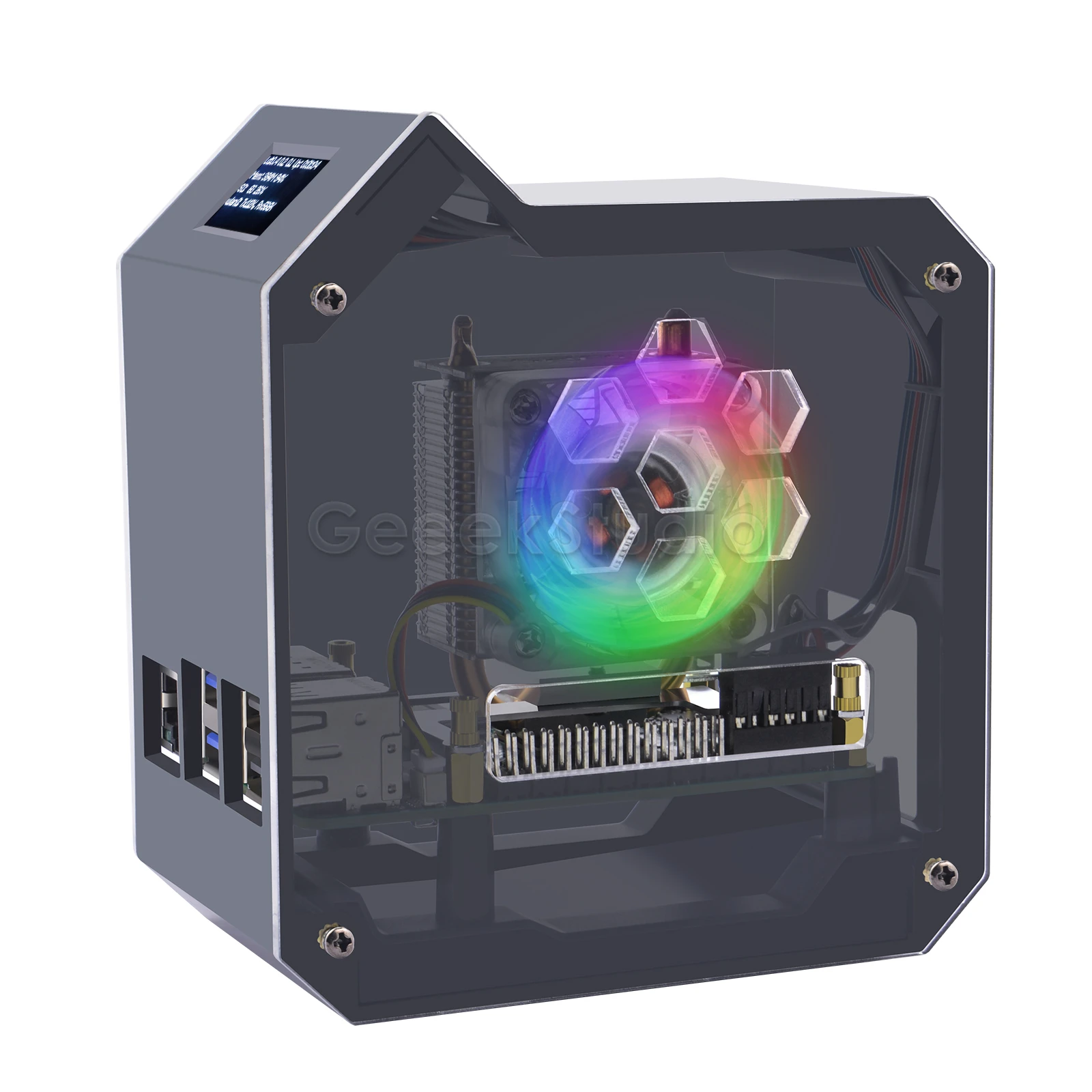 Abs Mini Tower Kit Black Enlosure Case Per Raspberry Pi 5 Con Cooler Oled