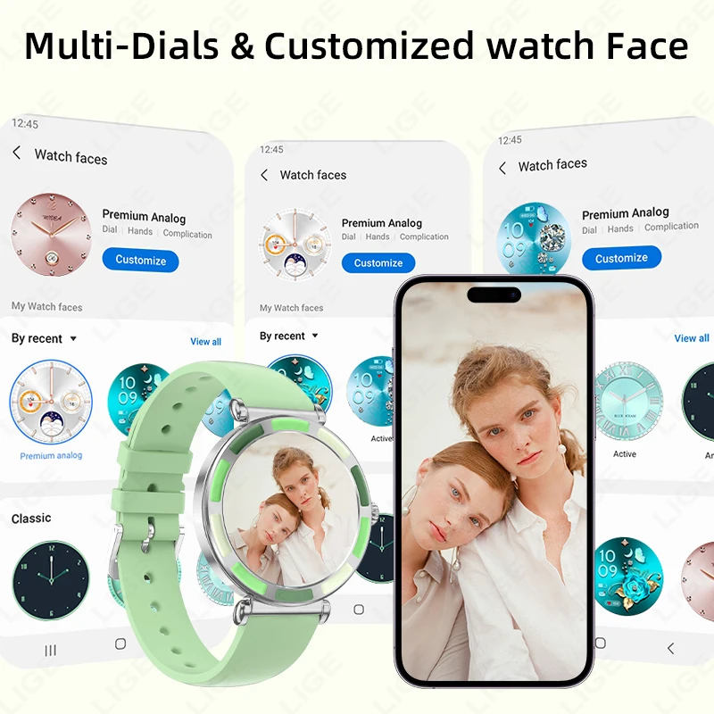 LIGE 2025 New Ladies Smartwatch Female Health Monitor 1.27" HD Bluetooth Call Custom Dials Smart Watch Women For Xiaomi Huawei