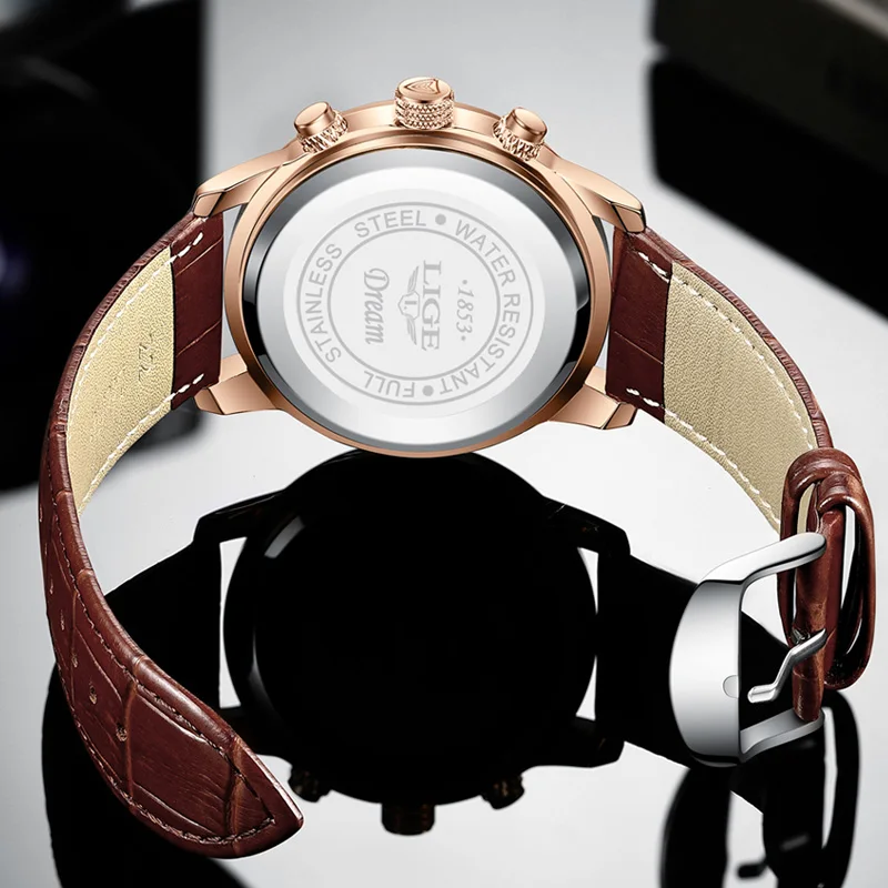 Men's Luxury Quartz Watch - Elegant Leather Strap, Sporty & Waterproof Design, Gift-Ready in Box