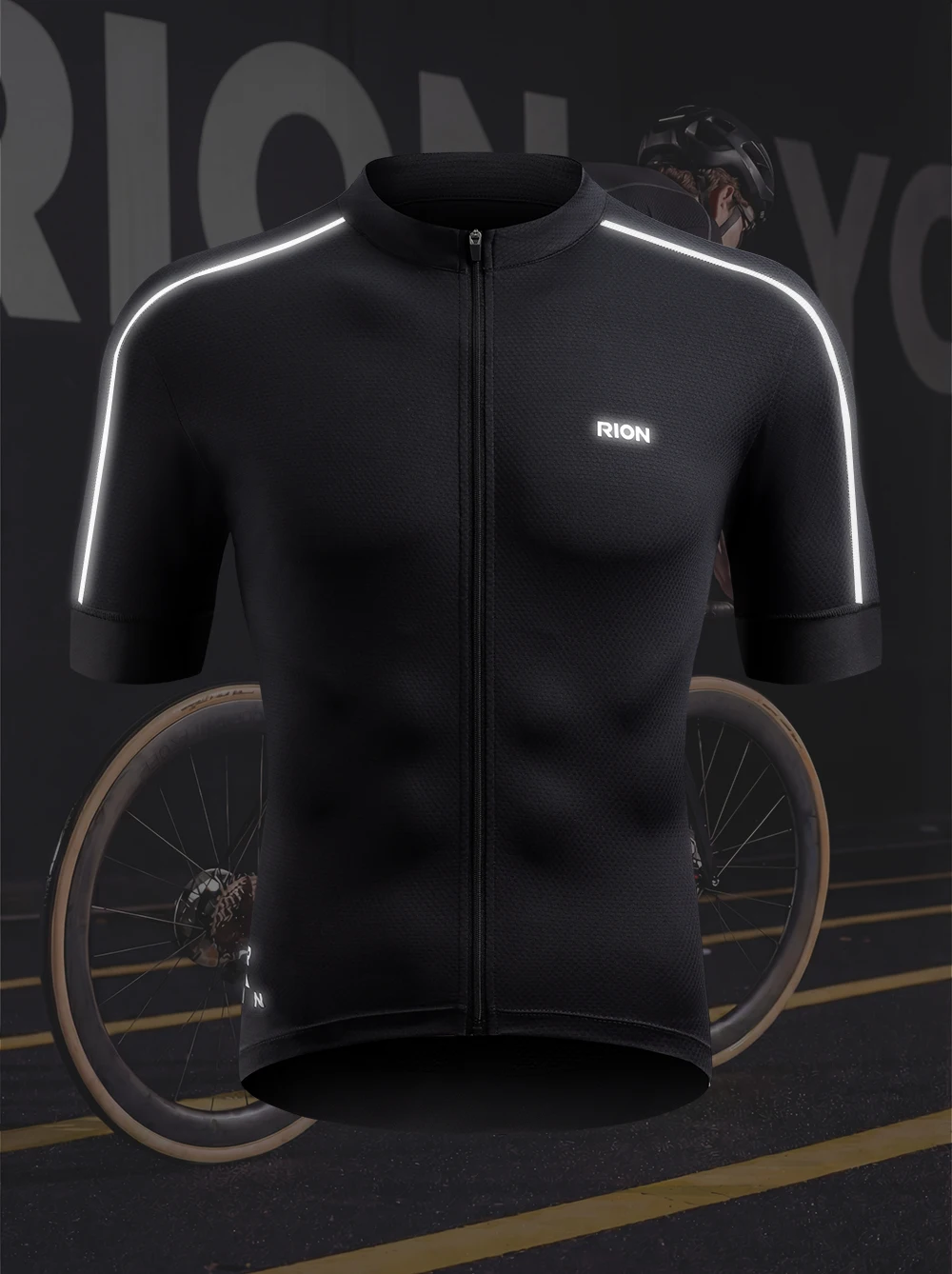 RION Herren-Radtrikots MTB-Shirts Fahrradbekleidung Mountainbike-T-Shirt Straßenfahr-Oberteil Nacht-Radtrikot Outdoor Sommer – Detail 1