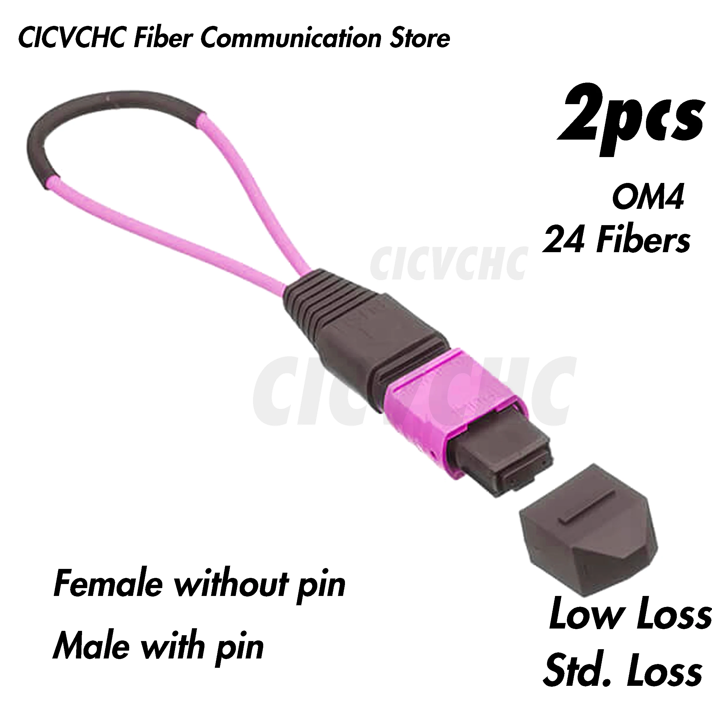 2pcs 24 Fibers MPO/UPC Loopback Multimode OM4 with Elite or Standard Loss Pull type