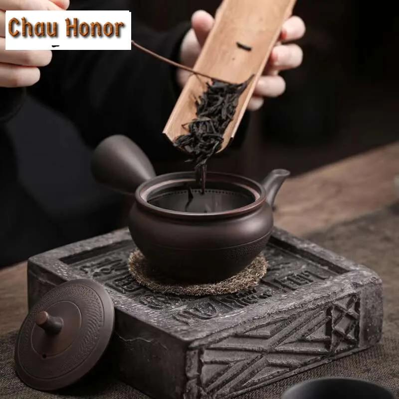 150ml Purple Pottery Side Handle Pot Hand-blind Ceramic Kung Fu Teapot Single Teapot Pu'er Tea Making Kettle Chinese Tea Sets