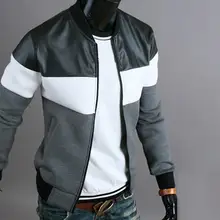 

Men Jacket Pockets Jacket Coat Oblique Handsome Stand-up Collar Three-color Contrast Splicing Male Jackets Autumn